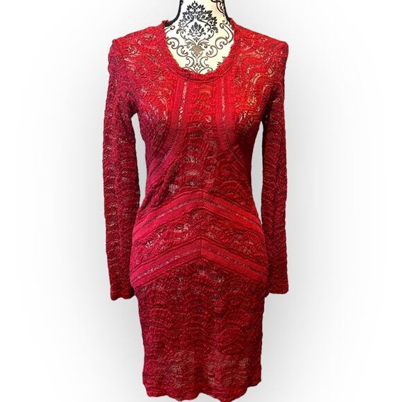 IRO Joos Lace Mini Bodycon Dress size 36 Small Red - Picture 1 of 11